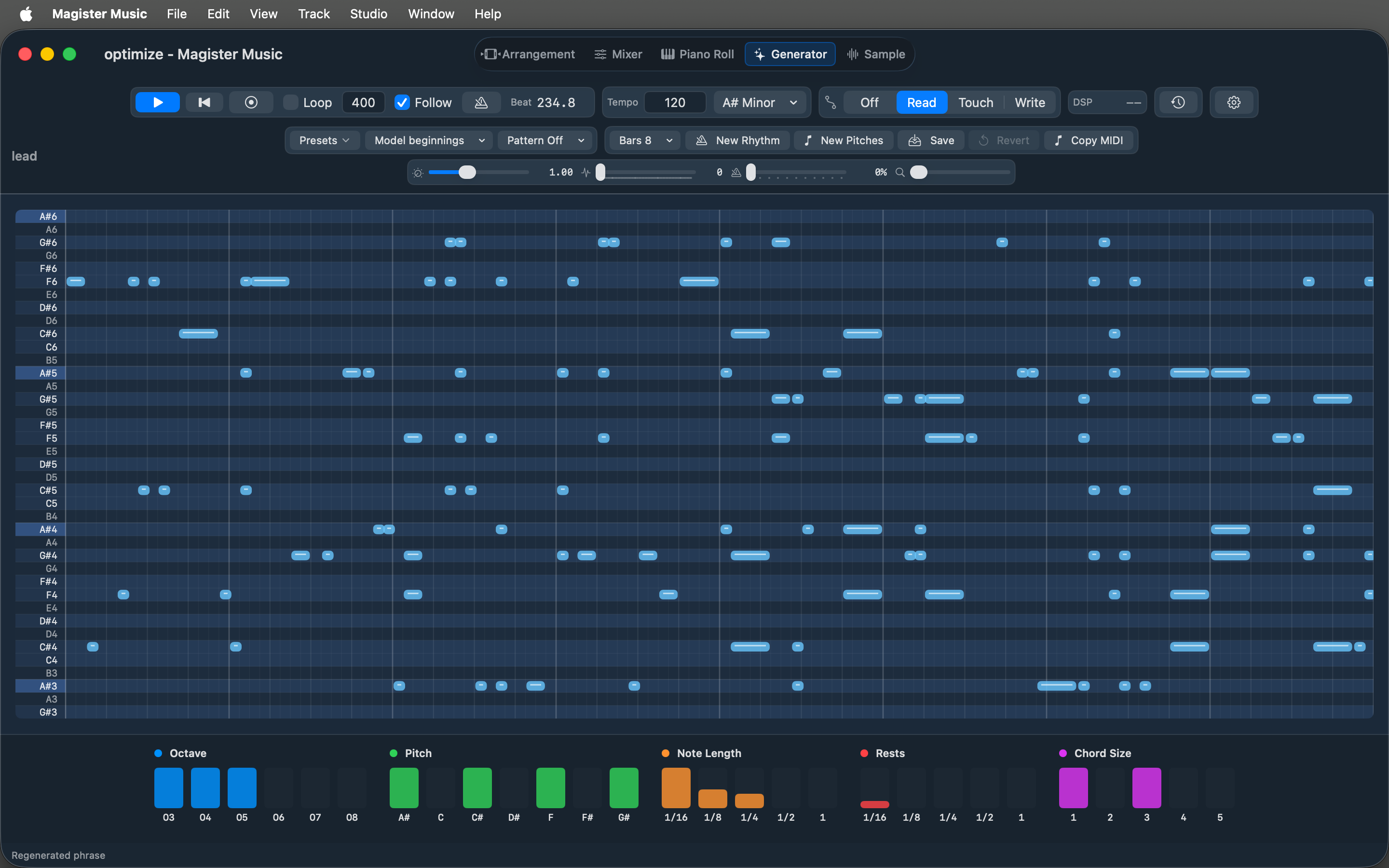 Magister Music generator view screenshot